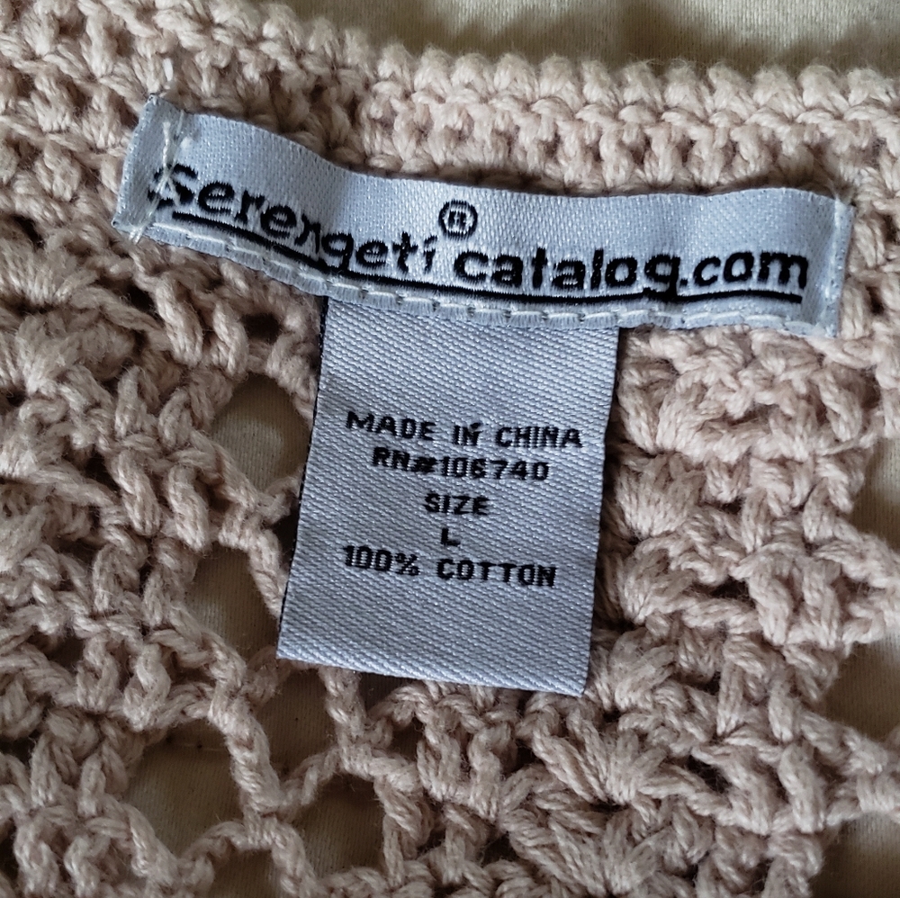 Serengeti Boho Cotton Open Knit Crochet Cardigan - Picture 6 of 9